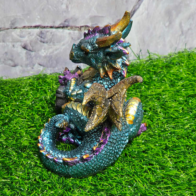 Baby Dragon Figurine - Aqua Gemstone 4.5"