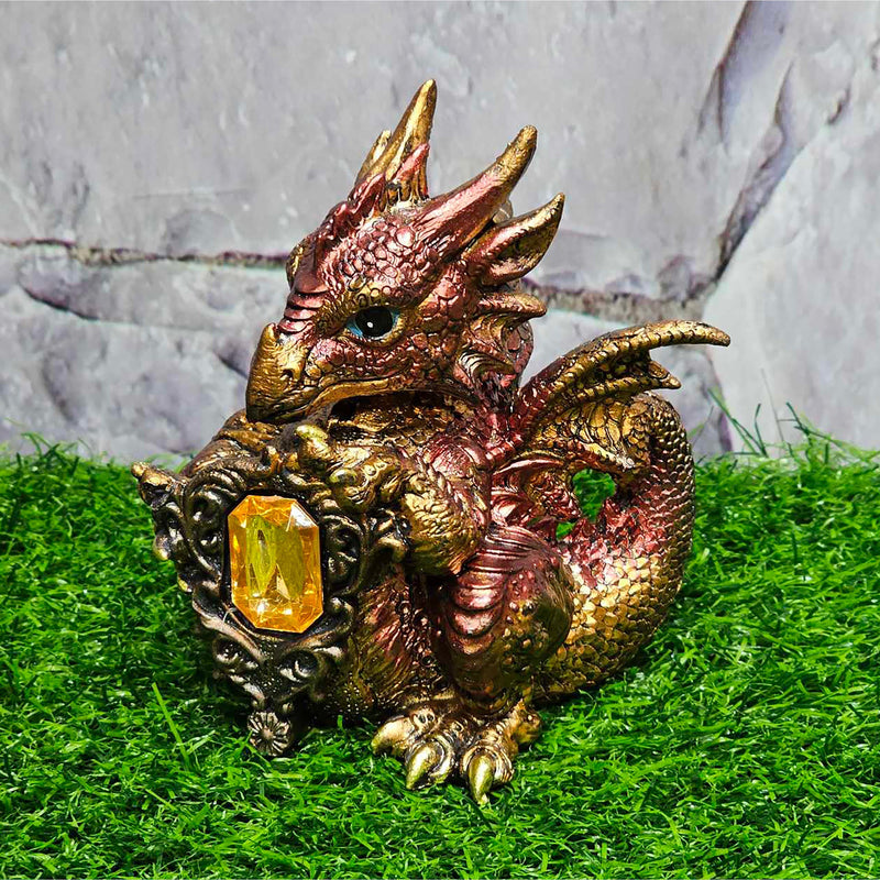 Baby Dragon Figurine - Copper Gemstone 4.5"