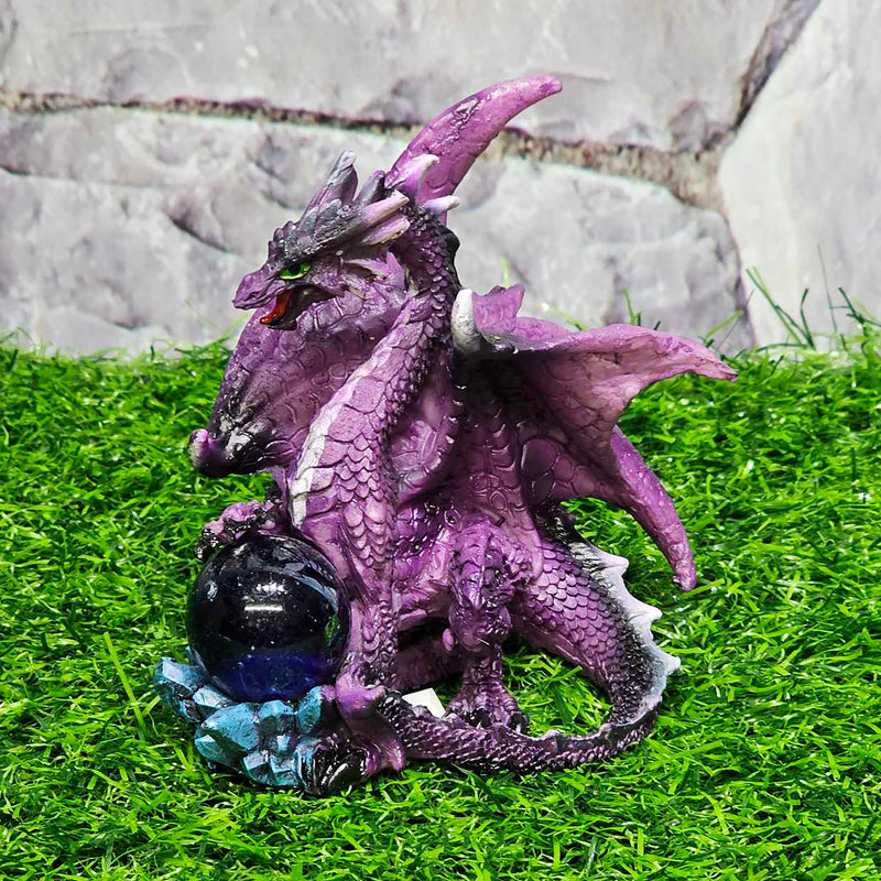 Figurine Dragon Violet avec Sphère - 3,5"