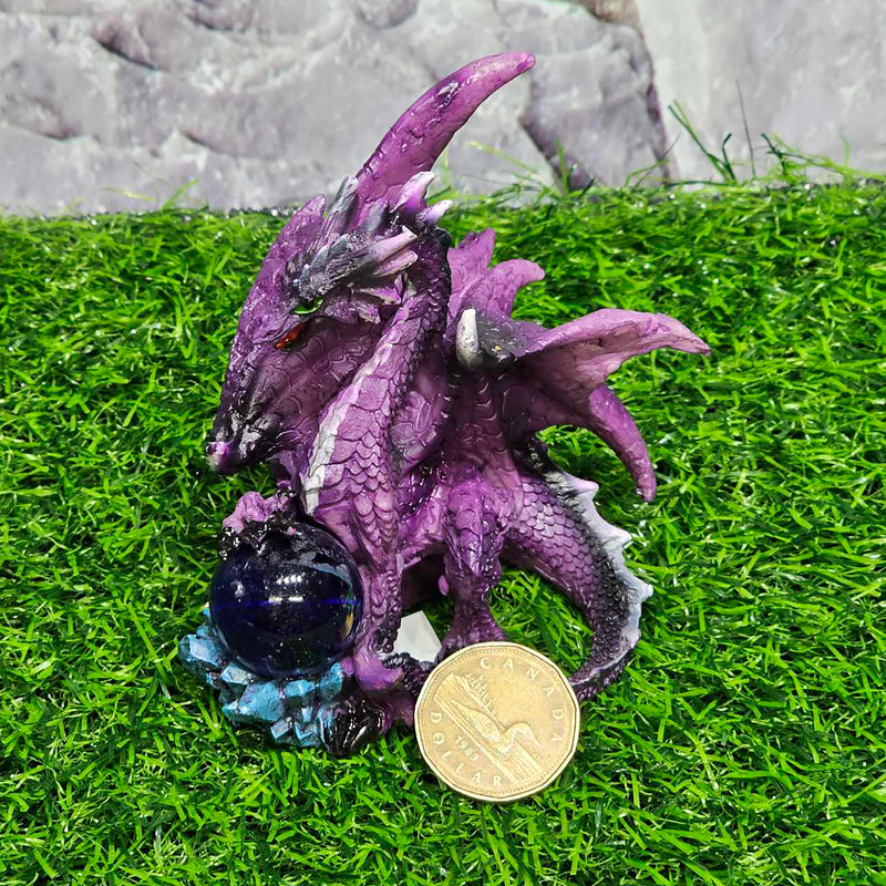 Figurine Dragon Violet avec Sphère - 3,5"