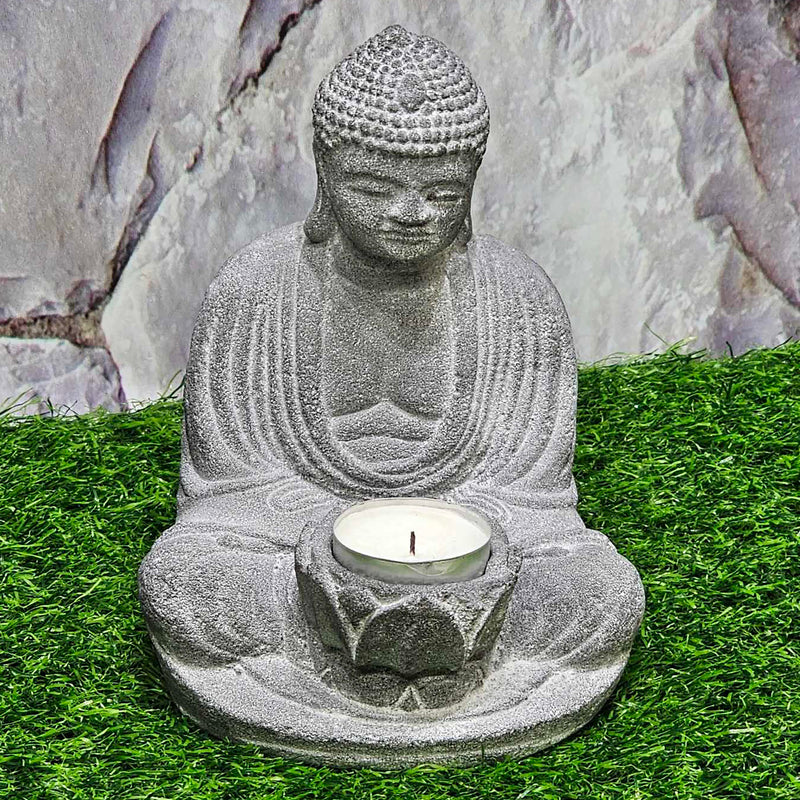 Support T-Lite pour statue de Bouddha en pierre volcanique - 6,5" de haut