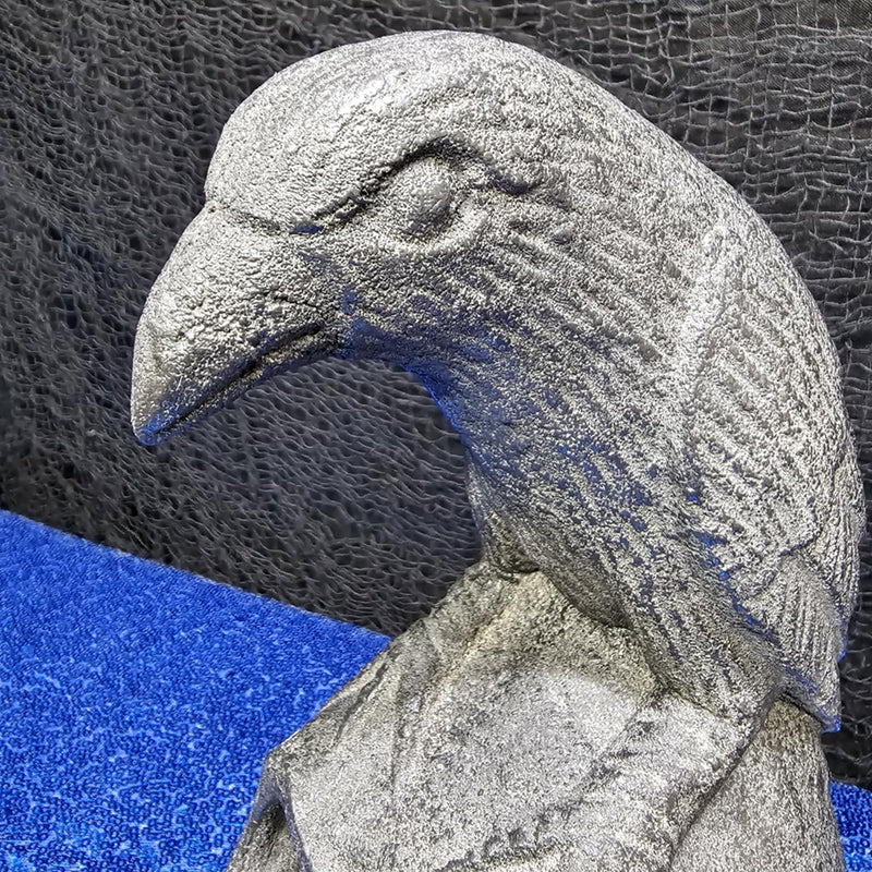 Volcanic Stone Raven on Skull Statue - 9.75" High