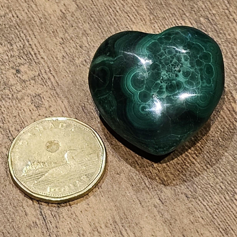 Puffy Heart Gemstone 1.5" - Malachite