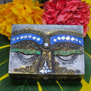Wood Lined Box - Carved Buddha Eyes