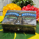 Wood Lined Box - Carved Buddha Eyes