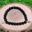 Bracelet - Perles 8mm - Charms Obsidienne noire et Champignon