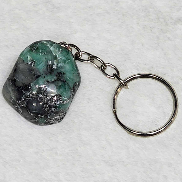 Keychain - Tumbled Stone - Emerald - 0.75" to 1.5"