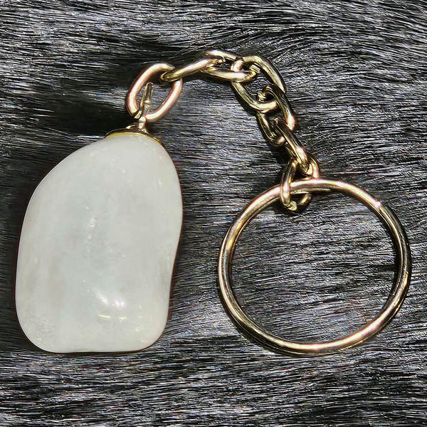 Keychain - Tumbled Stone - Milky Quartz - 0.75" to 1.5"