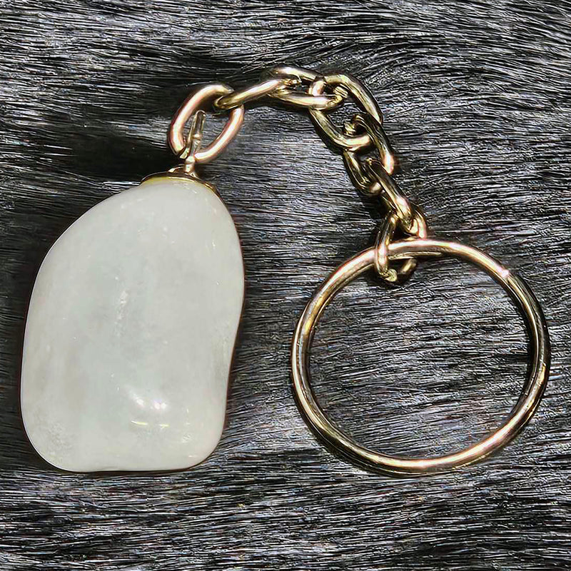 Porte-clés - Pierre roulée - Quartz laiteux - 0,75" à 1,5"