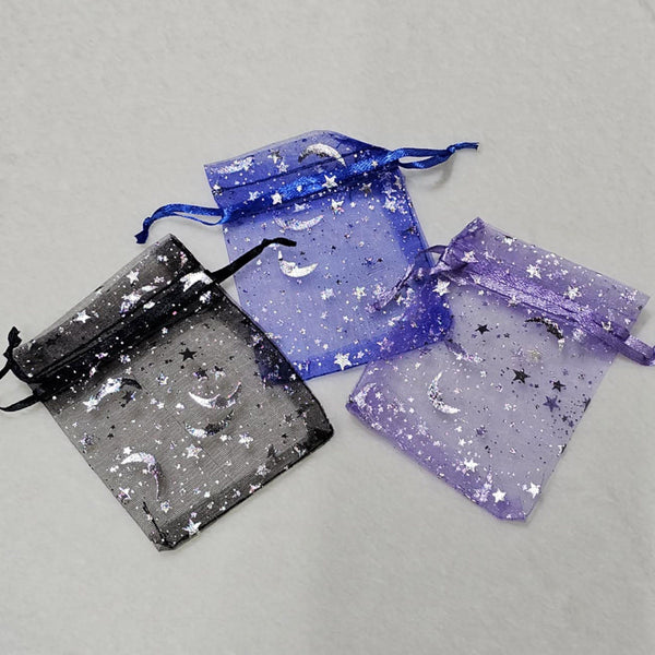 Organza Draw-String Bag w/stars - 3.5" x 4.5" (Multiple Colours)