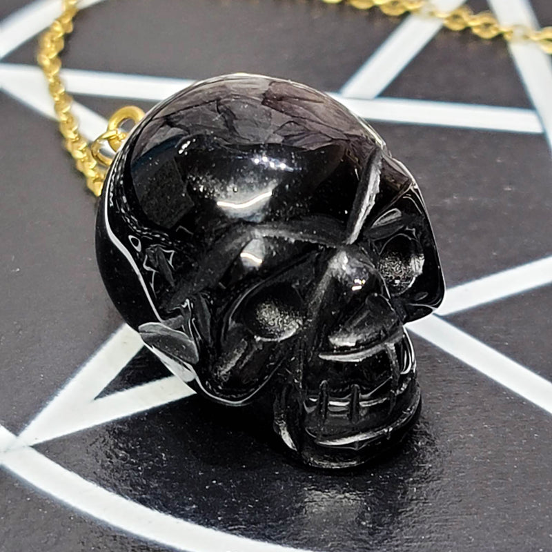 Pendulum - Carved Black Onyx Skull