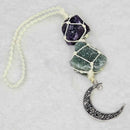 Talisman - Crescent Moon with Amethyst and Green Aventurine