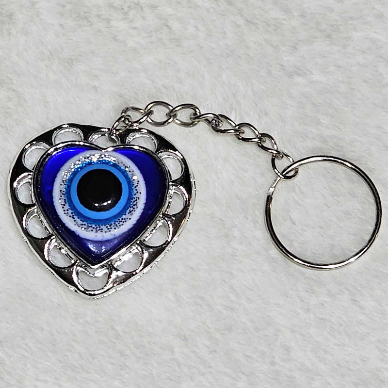 Keychain - Evil Eye Puffed Heart - 4.25" Long