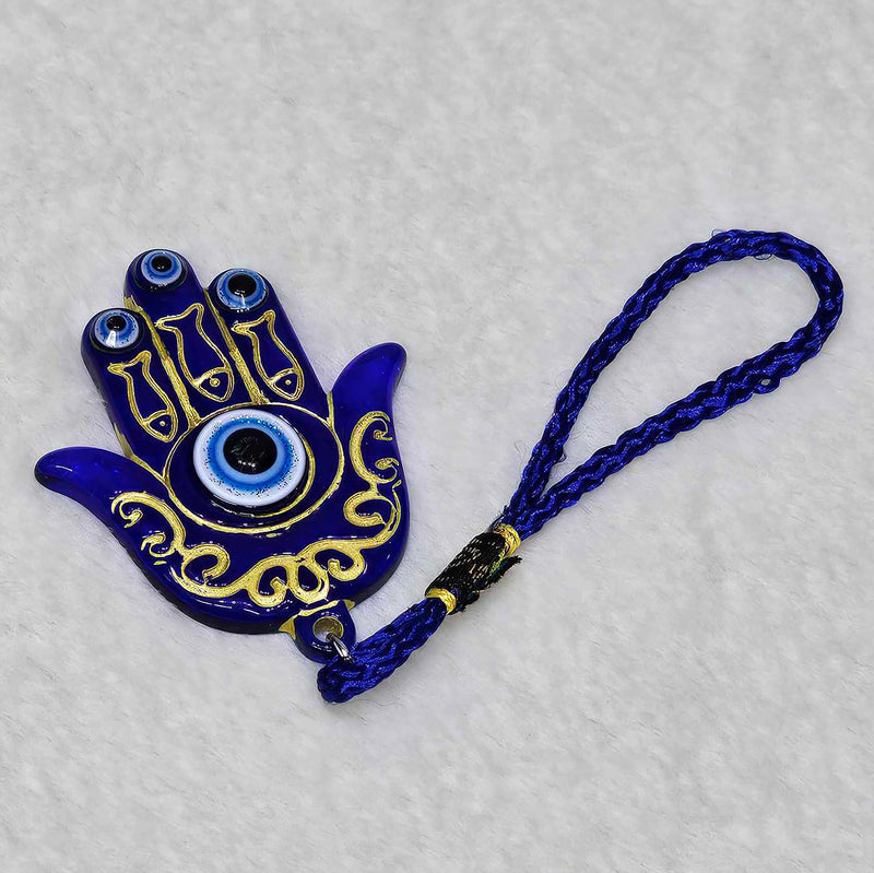 Talisman - Evil Eye Fatima Hand w/Gold Inlay - 6" Long