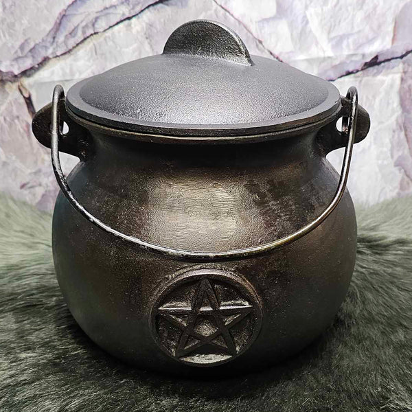 Cauldron - Cast Iron Food Grade 9.5" x 8" with Pentacle