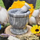 Mortier et pilon, marbre blanc, 4"