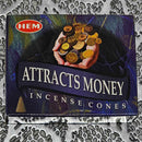 HEM Attracts Money Incense Cones (Box of 10)