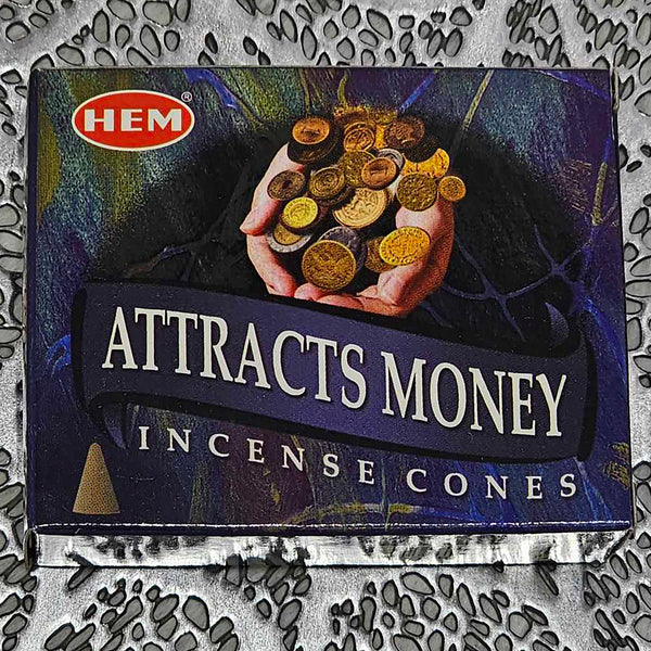 HEM Attracts Money Incense Cones (Box of 10)