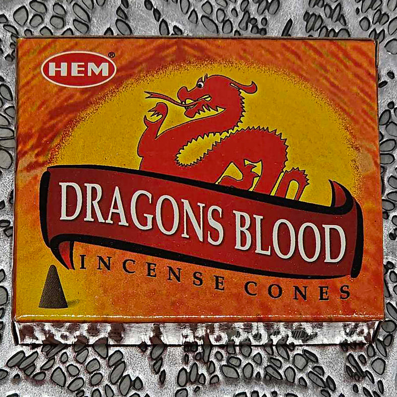 Cônes d'encens HEM Dragons Blood (Boîte de 10)