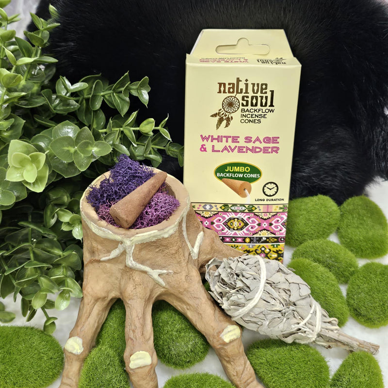 Green Tree Big Backflow Cones - White Sage and Lavender (Box of 8)