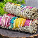 Smoke Cleansing  - White Sage & Chakra Rose Petals 4" (3 Pack)