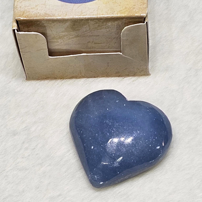 Boxed Puffy Heart Gemstone 1.5" to 2" - Angelite