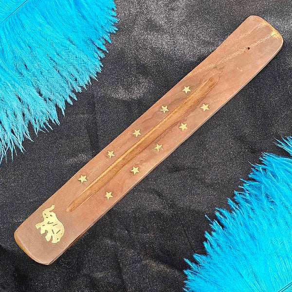 Wood Incense Holder - With Stars and Elephant