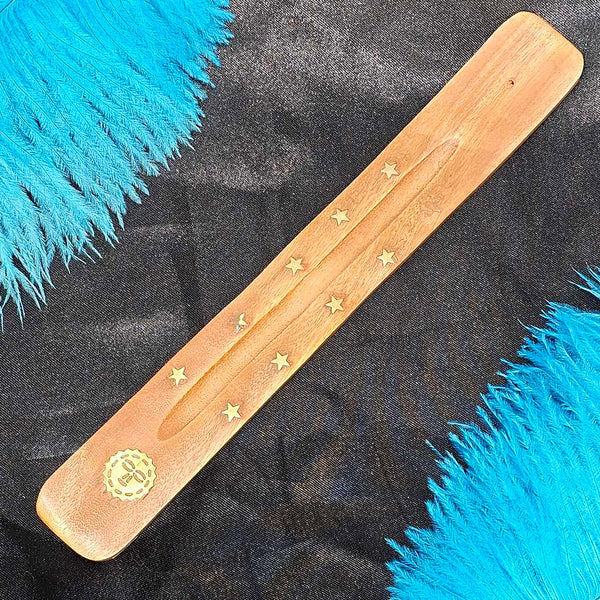 Wood Incense Holder - With Stars and Sun