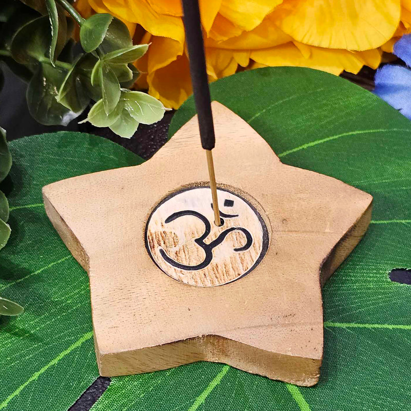 Wood Incense Holder - Om - 3" Diameter