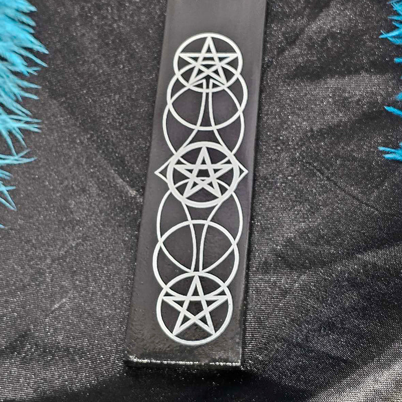 Wood Incense Holder - with Pentacles