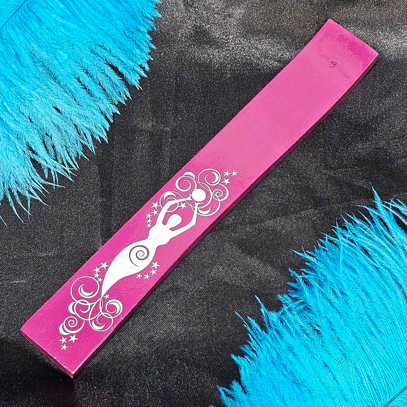 Wood Incense Holder - Violet w/Goddess Symbol