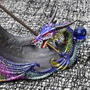 Porte-encens dragon en polyrésine avec sphère