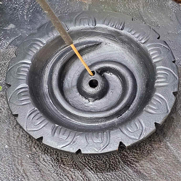 Incense Holder - Flower Spiral Design - Coil / Sticks