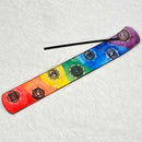Porte-encens en verre - Chakras 10"