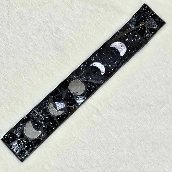 Incense Holder - Mosaic Moon Phases 13" Black