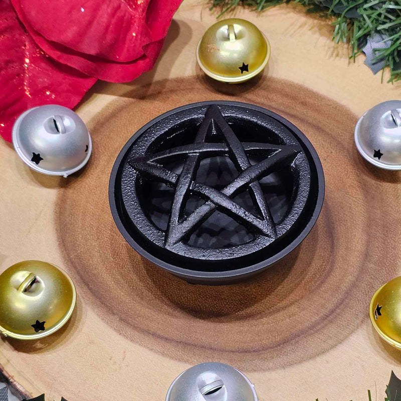 Cast Iron Incense Burner With Pentacle Lid