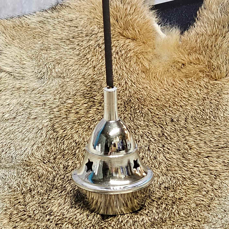 Small Brass Incense Burner - Silver - 2.25" Tall