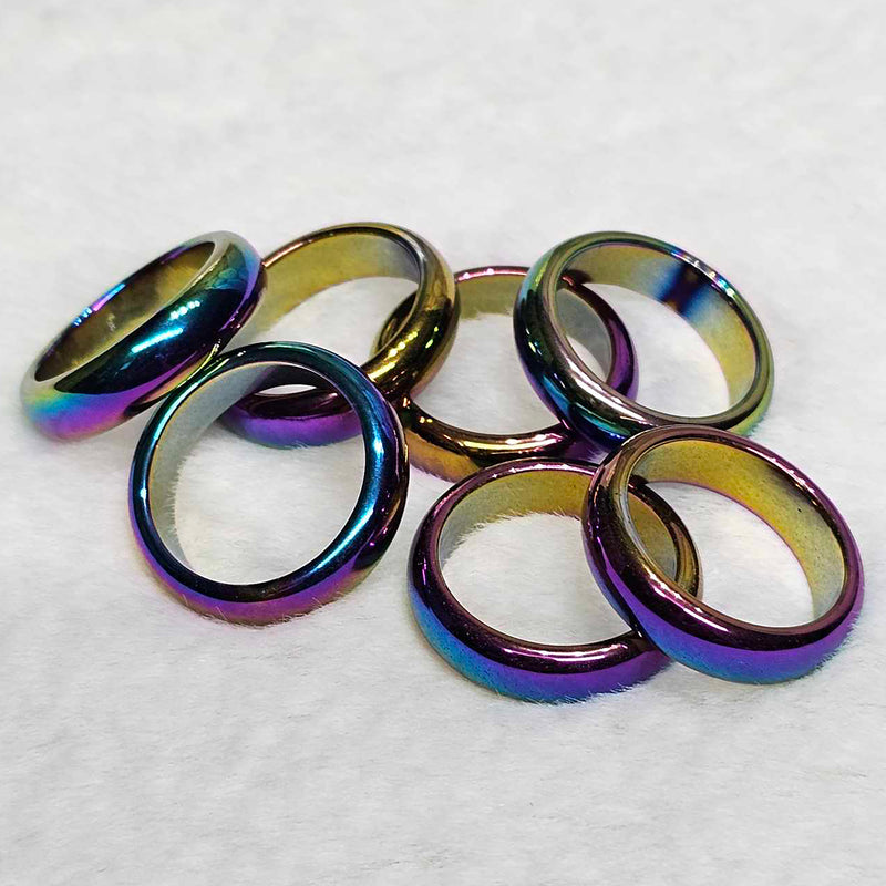 Ring - Rainbow Hematite Round Edged