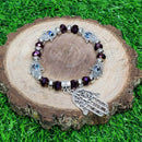 Bracelet - Mauvais Œil avec Perles de Verre Violettes &amp; Main de Fatima