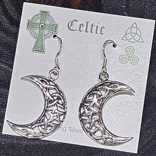 Boucles d'oreilles en argent sterling - Lune celtique