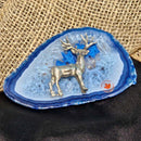 Agate Slice with Pewter Deer Charm