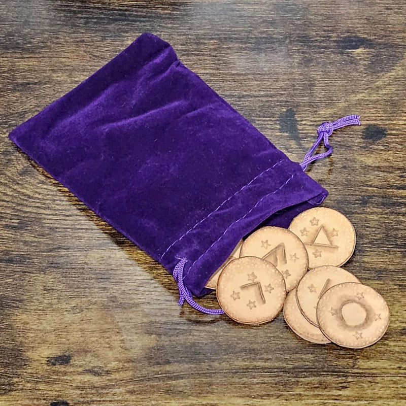 Rune Set - Hand Carved Leather W/ Velvet Pouch