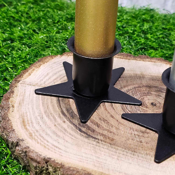 Black Star Tapered Candle Holder (Single)