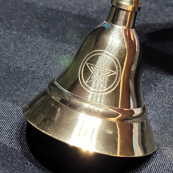 Brass Hand Bell with Pentagram - 5"