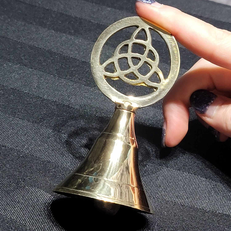 Brass Hand Bell with Triquetra - 4"