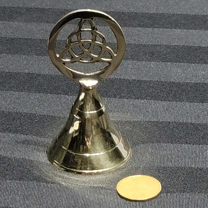 Brass Hand Bell with Triquetra - 4"