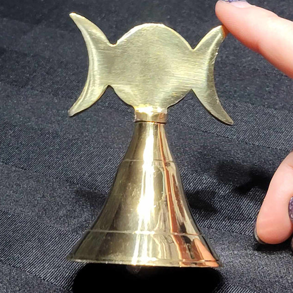 Brass Hand Bell with Triple Moon - 4"