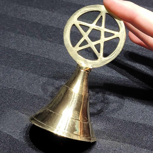 Brass Hand Bell with Pentagram - 4"