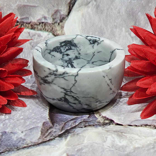 Bol à épices/pincement en marbre gris/blanc 2,5" de diamètre
