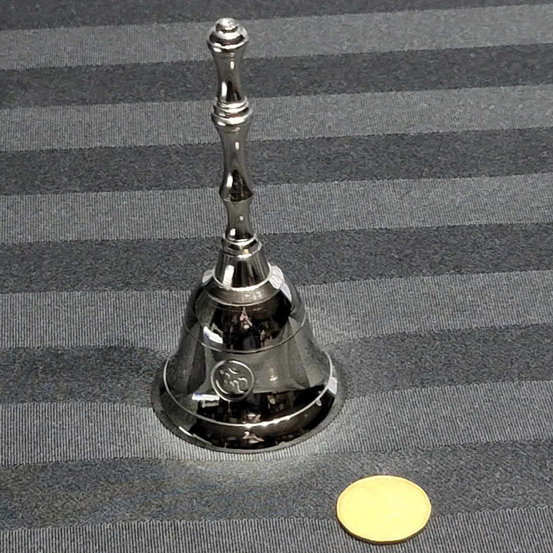 Altar Bell OM Symbol Silver Plated 5"